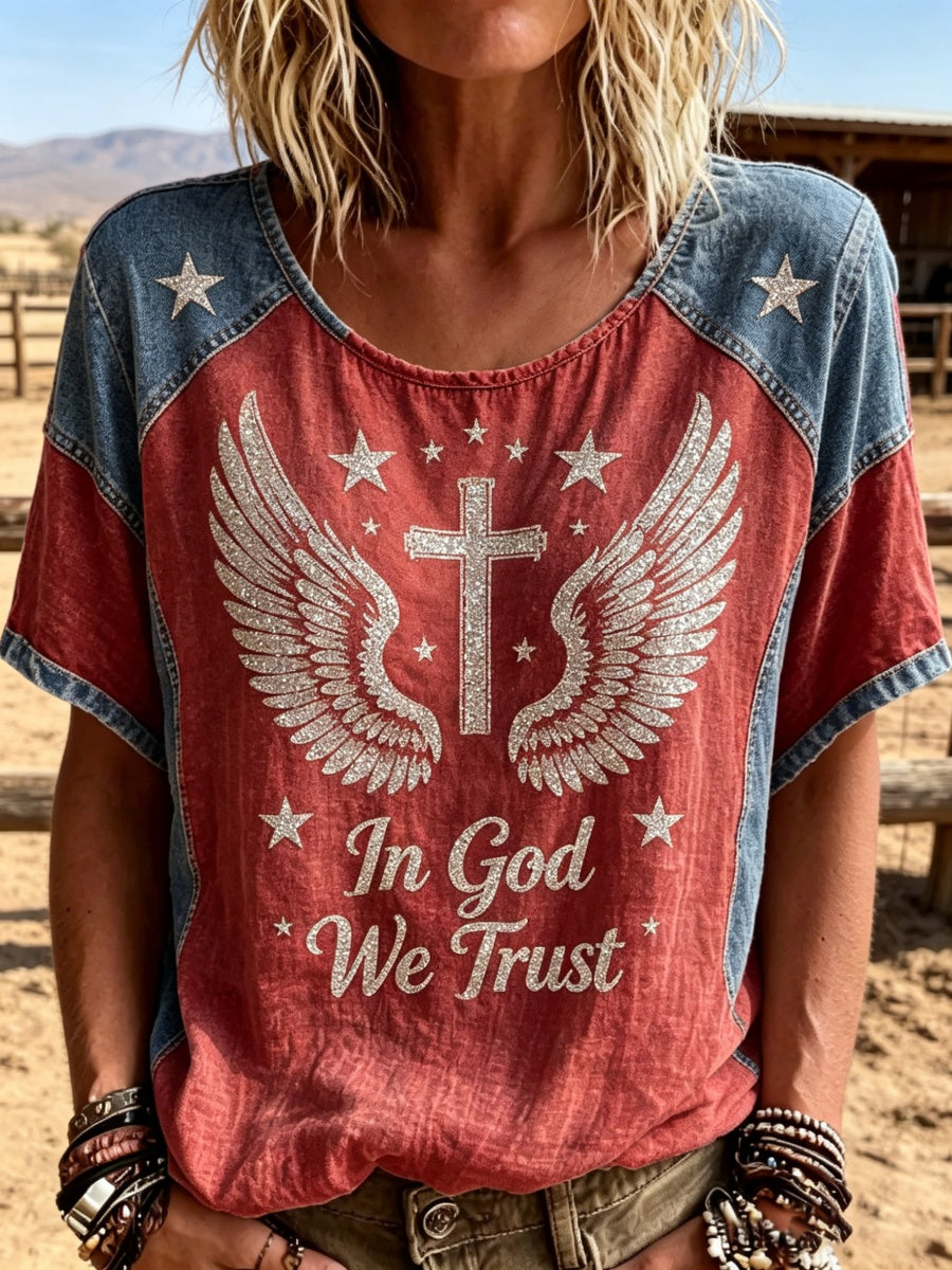 Western-Style Faith Print Women's Top
