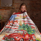 Jesus Take the Wheel Christmas Fleece Blanket