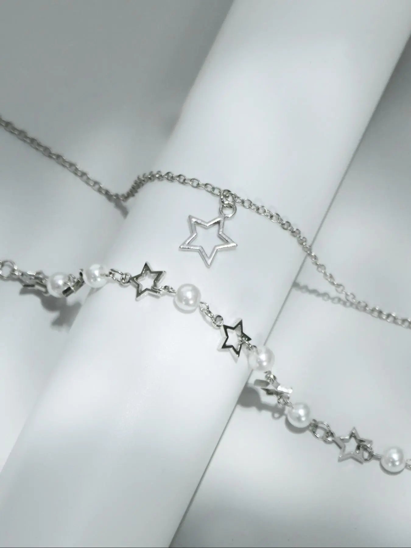 Star & Faux Pearl Decor Pendant Necklace Set for Parties