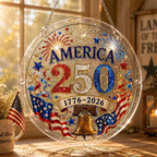 America 250 Acrylic Puzzle Suncatcher Ornament â€?1776â€?026 Patriotic Hanging Window Décor with Fireworks