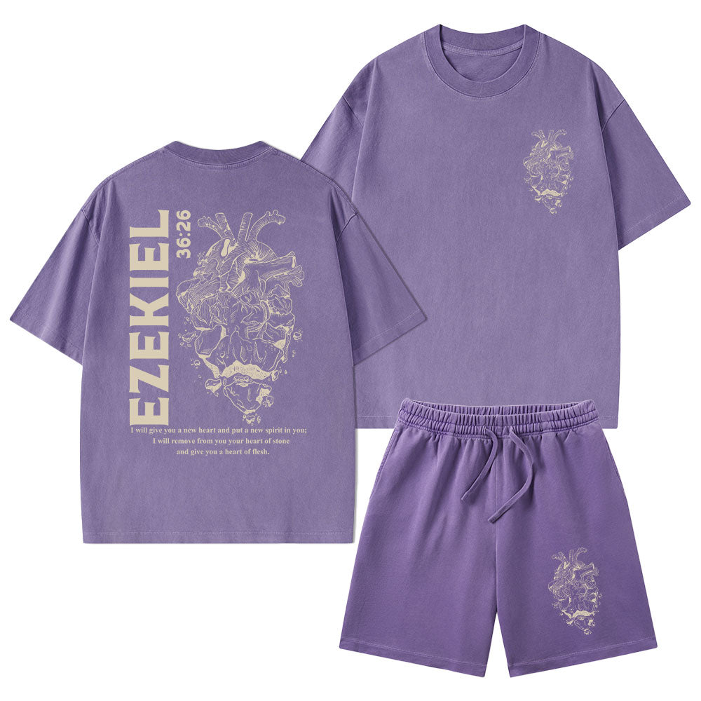 I Will Give You A New Heart And Put A New Christian Washed T-Shirt & Shorts