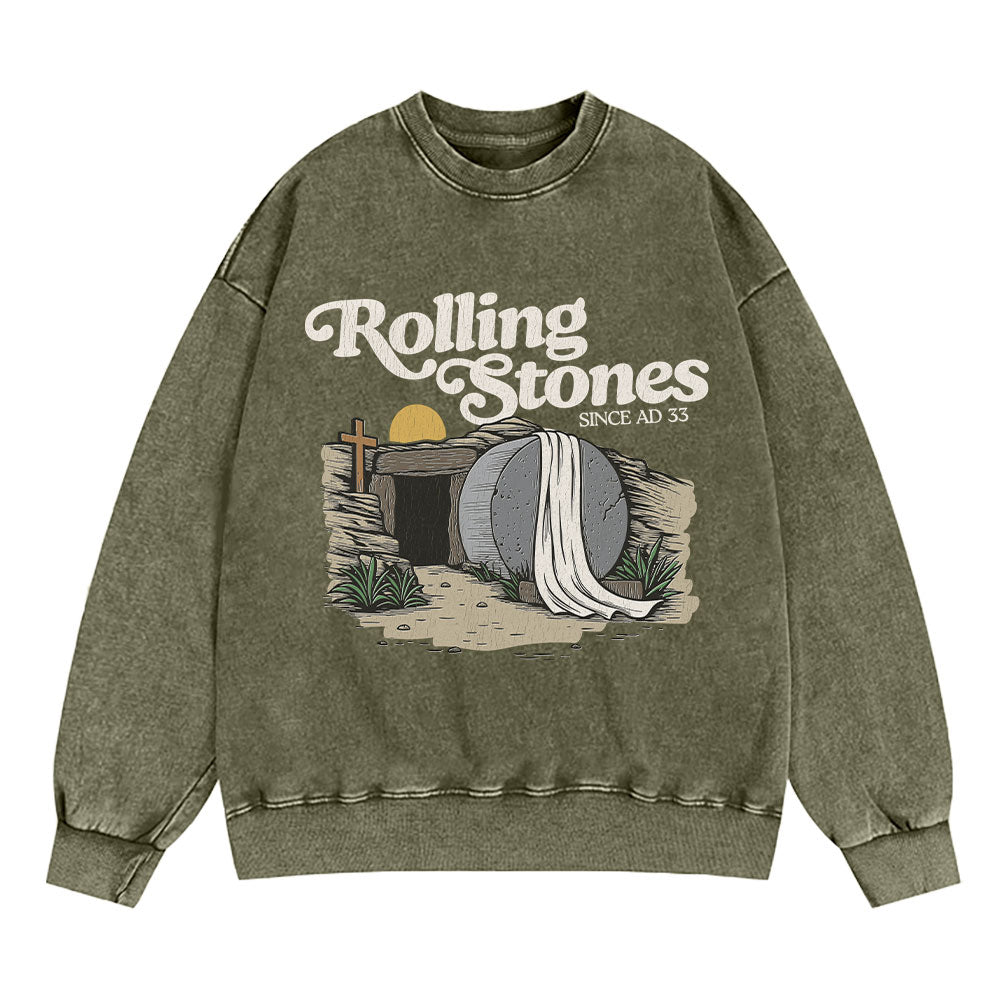 The Stone Was Rolled Away Christian Washed Sweatshirt