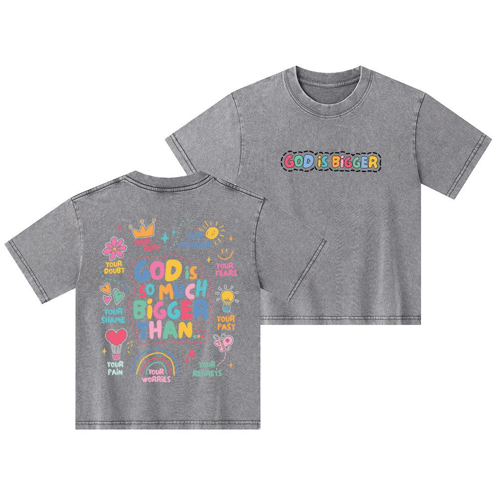 God Is Bigger Kid Washed T-Shirt