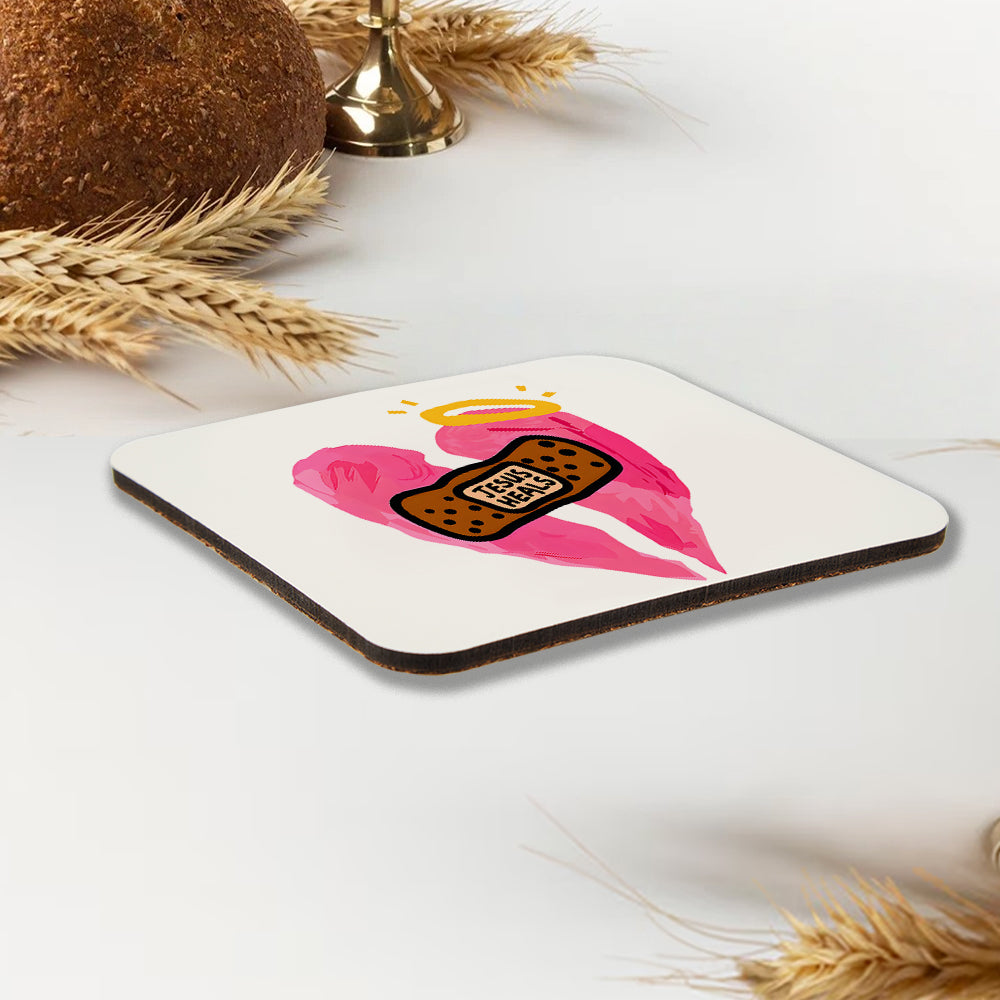God Heals Christian Wooden Printed Coasters