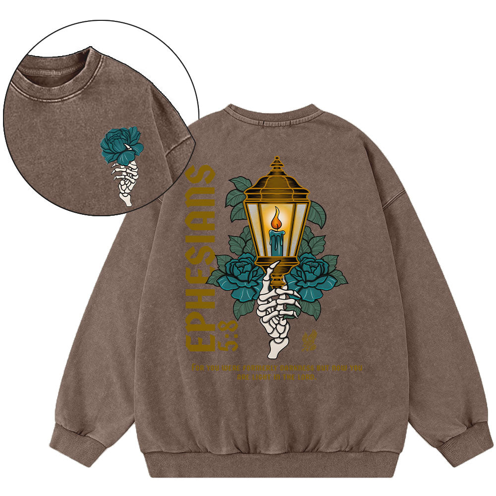 For You Were Formerly Darkness Christian Washed Sweatshirt