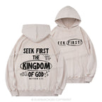 Seek First The Kingdom Of God Christian Washed Hoodie