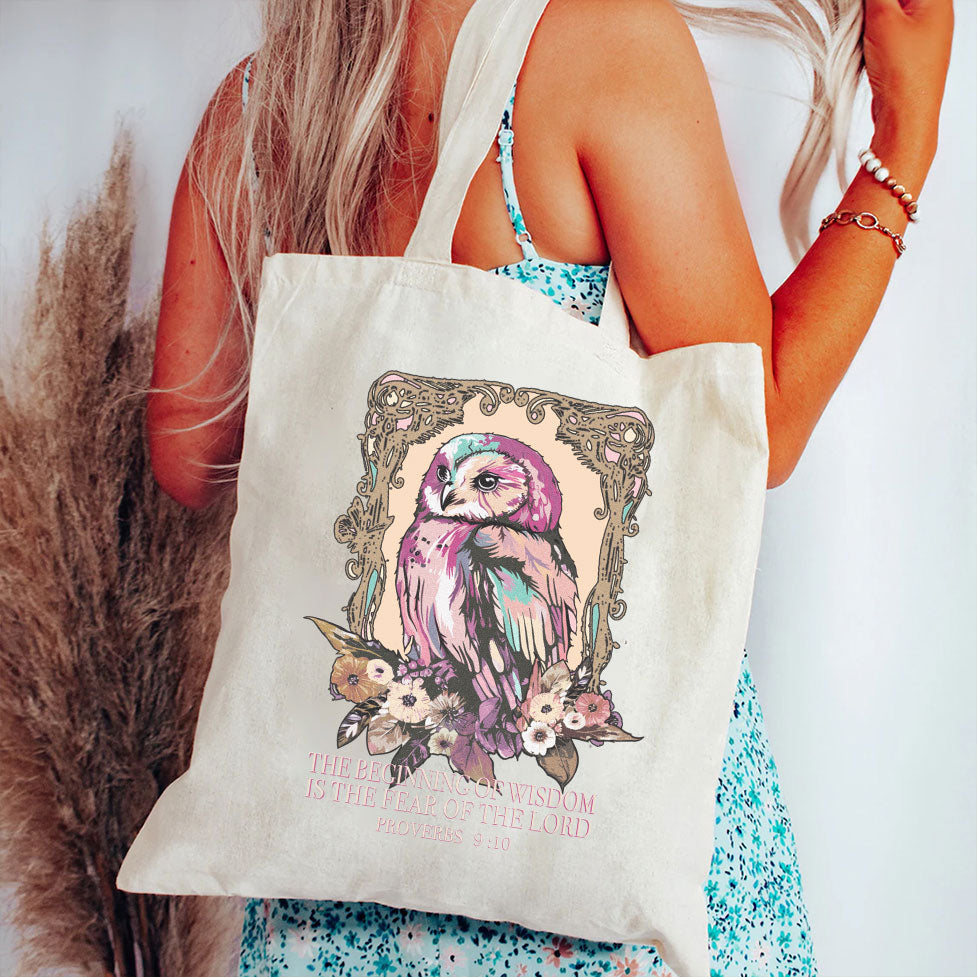 He Beginning Of Wisdom Christian Canvas Tote Bag