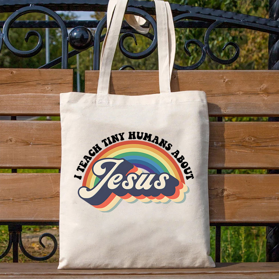 I Teach Tiny Humans About Jesus Christian Canvas Tote Bag