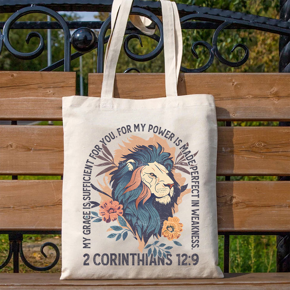 My Grace Is Sufficient Christian Canvas Tote Bag