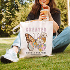 Created With A Purpose Christian Canvas Tote Bag
