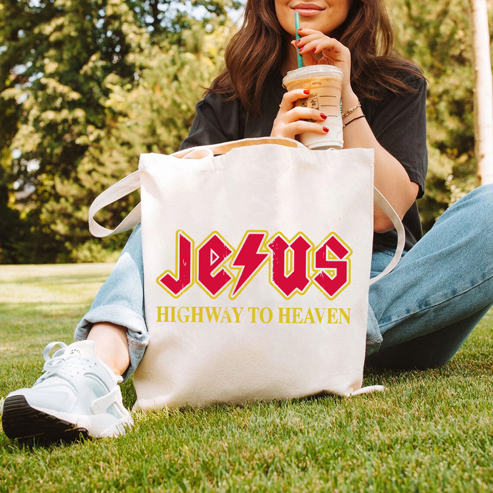 Jesus Highway To Heaven Christian Canvas Tote Bag