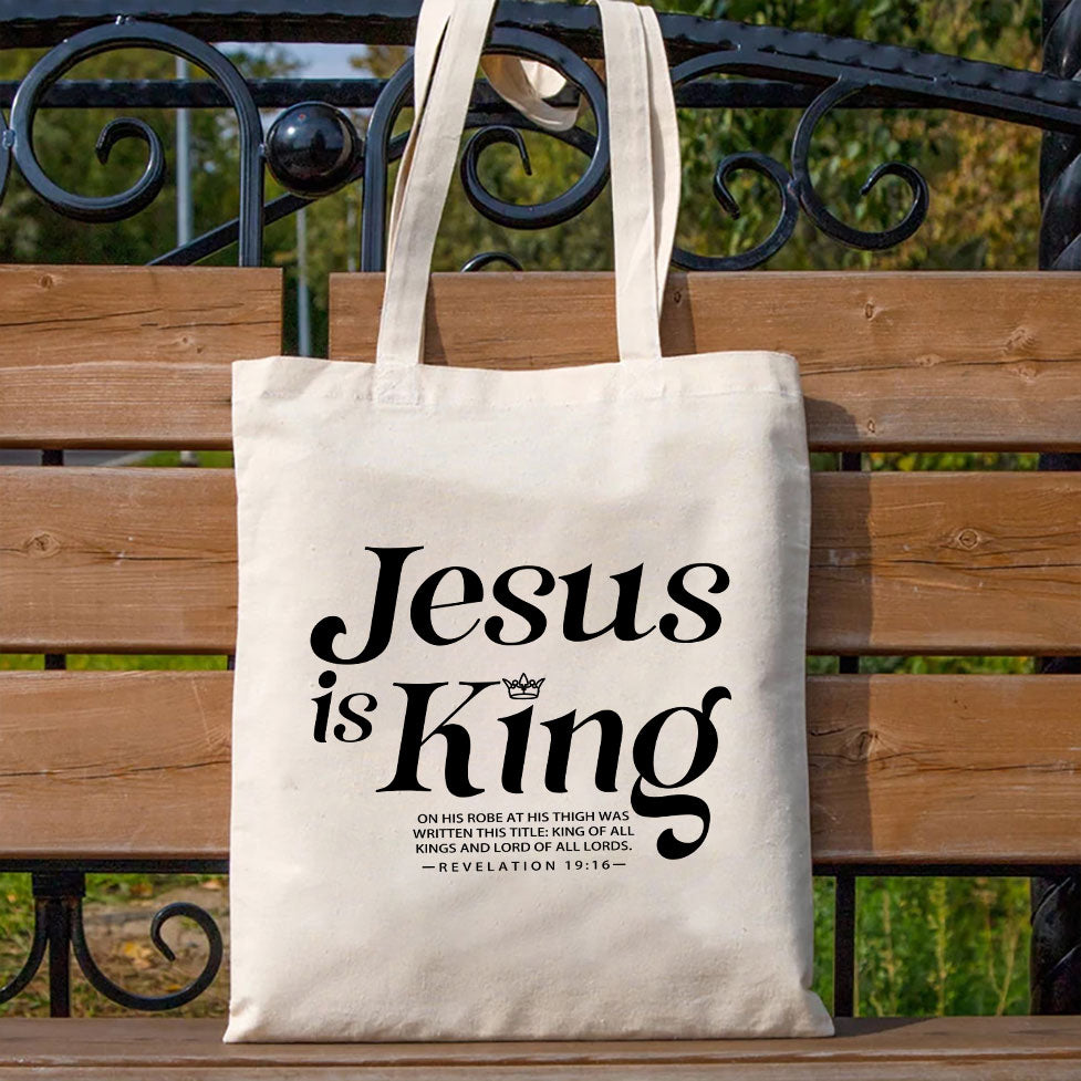 Jesus Is King Christian Canvas Tote Bag