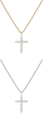 PAVOI 14K Gold Plated Cubic Zirconia Cross Necklace for Women | Cross Faith Pendant Necklaces