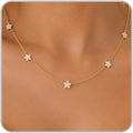 Dainty Silver Gold Necklaces for Women Cute Station Choker Simulated Diamond Necklace Simple Layering CZ Necklace Trendy Jewelry Gifts