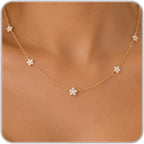 Dainty Silver Gold Necklaces for Women Cute Station Choker Simulated Diamond Necklace Simple Layering CZ Necklace Trendy Jewelry Gifts