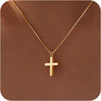 Poxtex Cross Necklace for Women Teen Girls, Dainty 14K Gold Silver Plated Cross Choker Jewelry Non Tarnish Waterproof Cute Simple Small Necklace Christian Baptism Religious Faith Jewelry Gifts