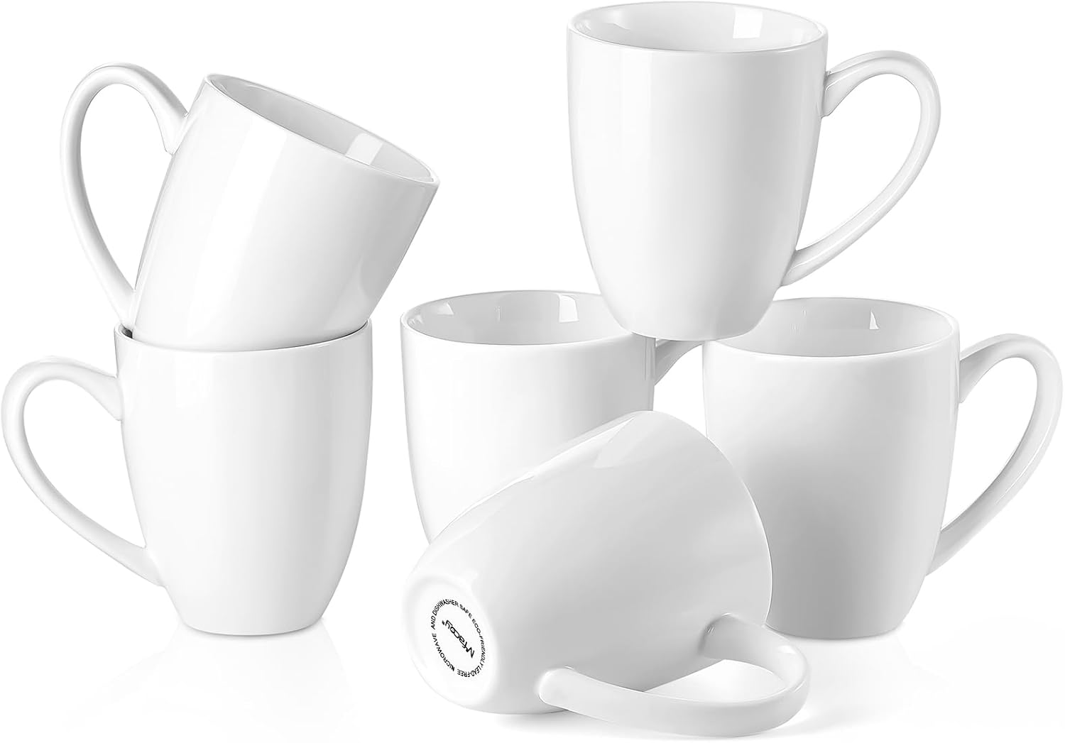 Porcelain Coffee Mugs Set of 6, 13 Ounce Coffee Cups with Handle, Ceramic Tea Mugs for Latte, Hot Tea, Cappuccino, Mocha, Cocoa, Blue Assorted Colors Mug Gift Set, Dishwasher and Microwave Safe