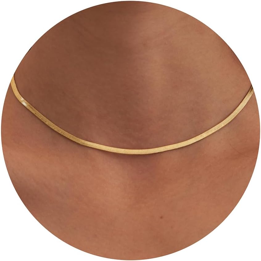 Tewiky Layered Necklaces for Women Non Tarnish- Chunky 14k Gold Plated Herringbone/Snake/Rope/Box/Cuban Link Chain for Women Waterproof Layering Stack Choker Necklace Trendy Dainty Tarnish Free Jewelry Set