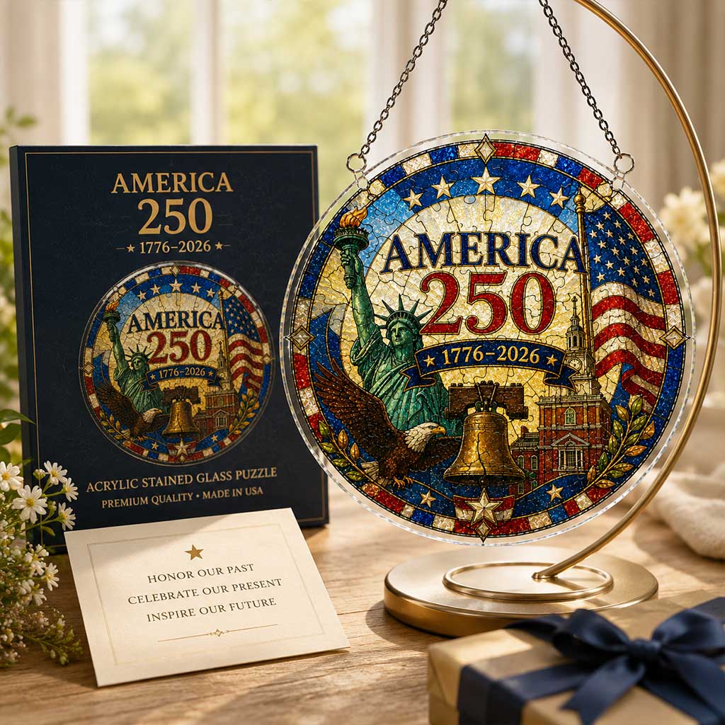 America 250 Acrylic Puzzle Hanging Ornament â€?1776â€?026 Patriotic Suncatcher Window Decoration