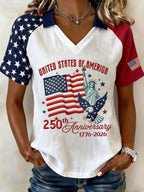 Women'S American Independence Day 250Th Anniversary Printed Short Sleeved T-Shirt