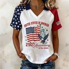 Women'S American Independence Day 250Th Anniversary Printed Short Sleeved T-Shirt