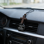 Christian Wooden Cross NFC Car Hanging Pendant with Bible Verses