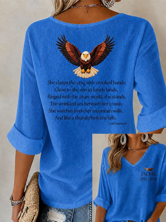 V-Neck Retro Forever Free Jackie Print T-Shirt