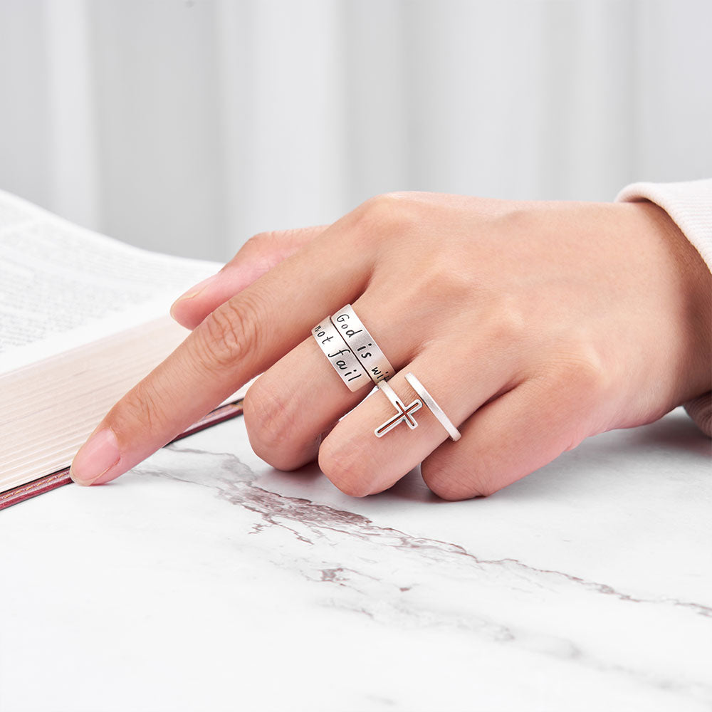 Double Wrap Cross Christian 925 Sterling Silver Ring