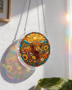Blooming Highland Cow Light Suncatcher-Acrylic Window Art