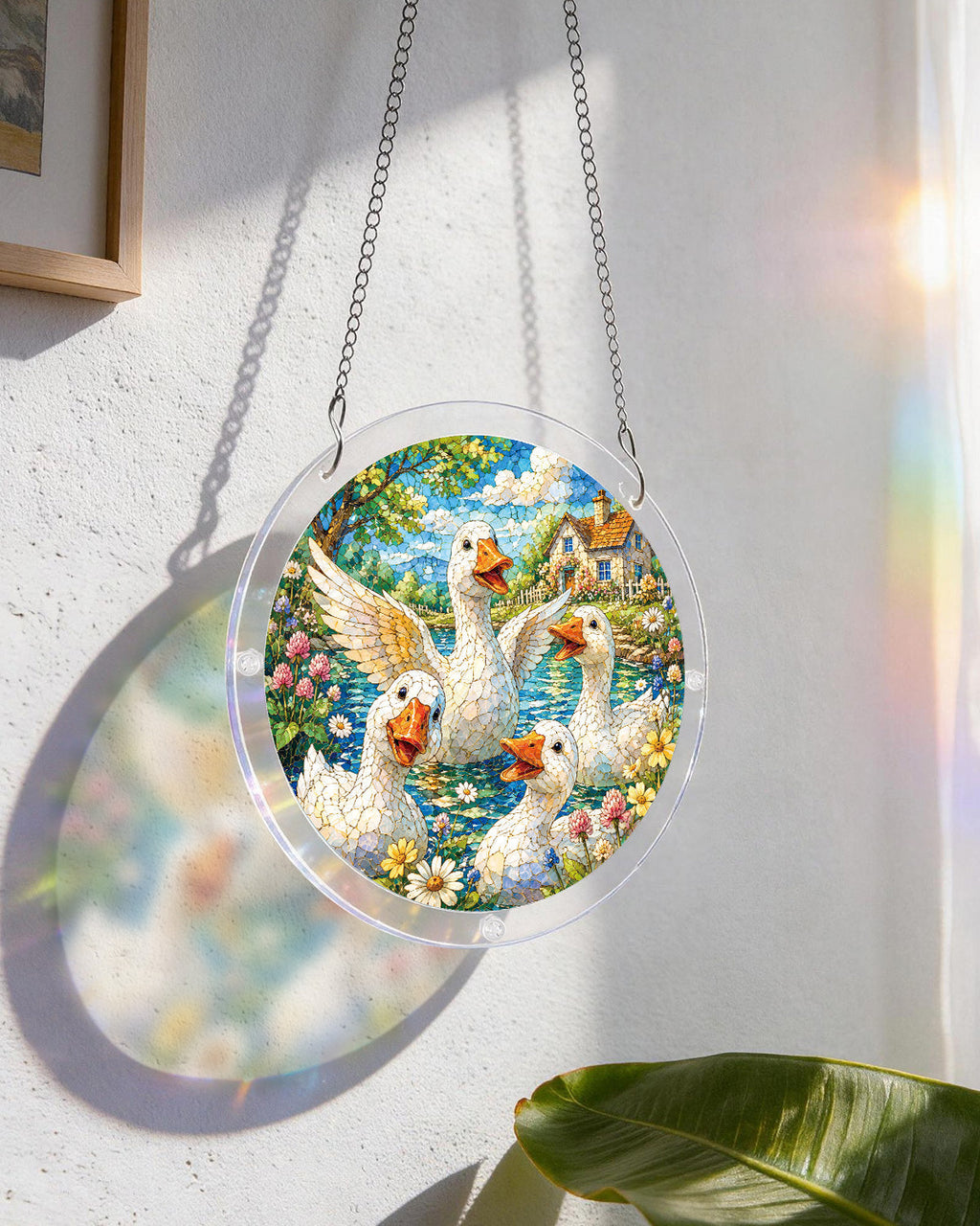 Lakeside Goose Garden Light Suncatcher-Acrylic Window Art