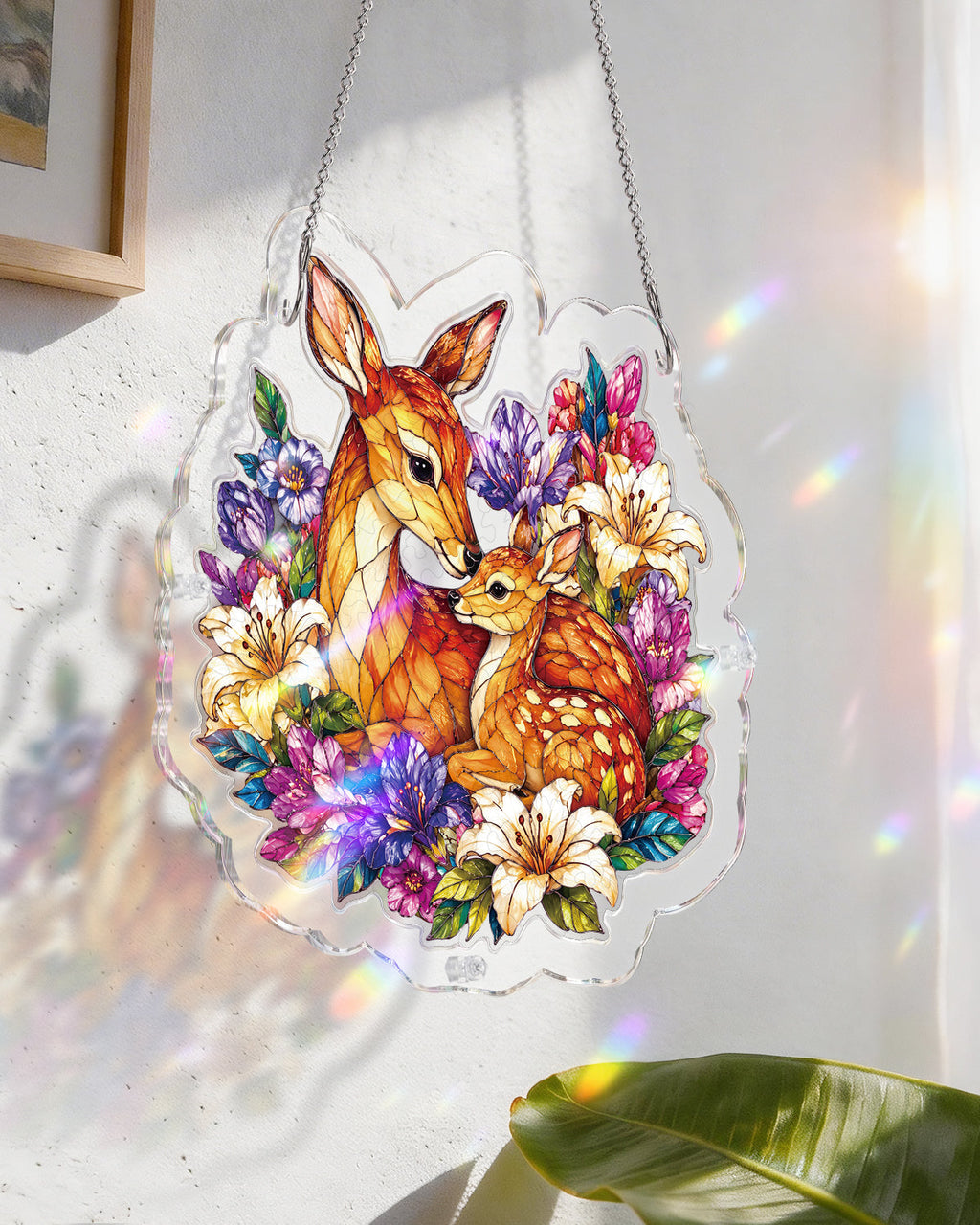 Deer in Bloom Light Suncatcher-Acrylic Window Art