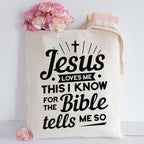 Jesus Loves Me Canvas Tote Bag