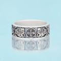 Jerusalem Cross Christian Sterling Silver Band Ring