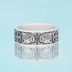 Jerusalem Cross Christian Sterling Silver Band Ring