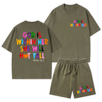 God Is Within Her She Will Not Fall Christian Washed T-Shirt & Shorts