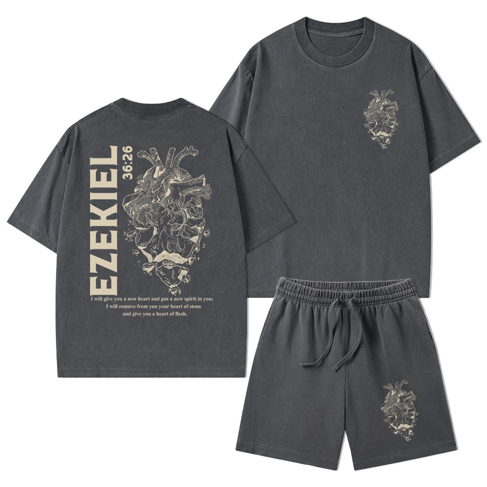 I Will Give You A New Heart And Put A New Christian Washed T-Shirt & Shorts