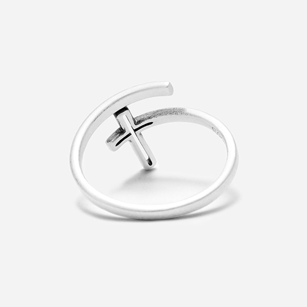 Double Wrap Cross Christian 925 Sterling Silver Ring