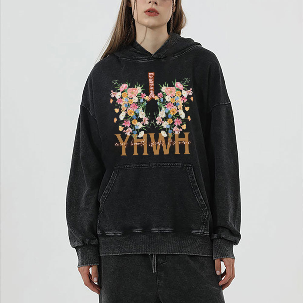 YHWH Floral Christian Washed Hoodie