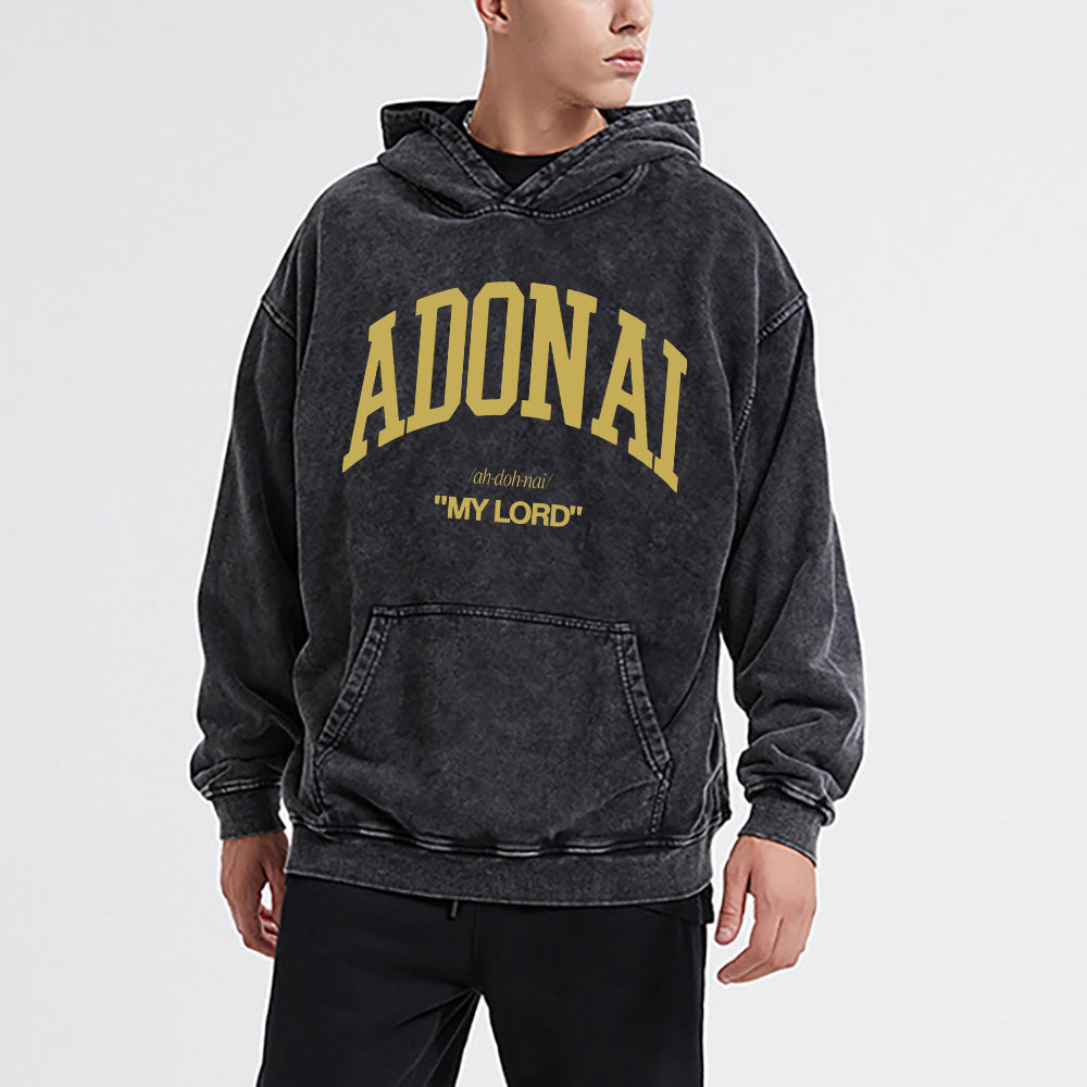 ADONAI My Lord Christian Washed Hoodie
