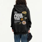 Good News Jesus Loves You Christian Washed Hoodie
