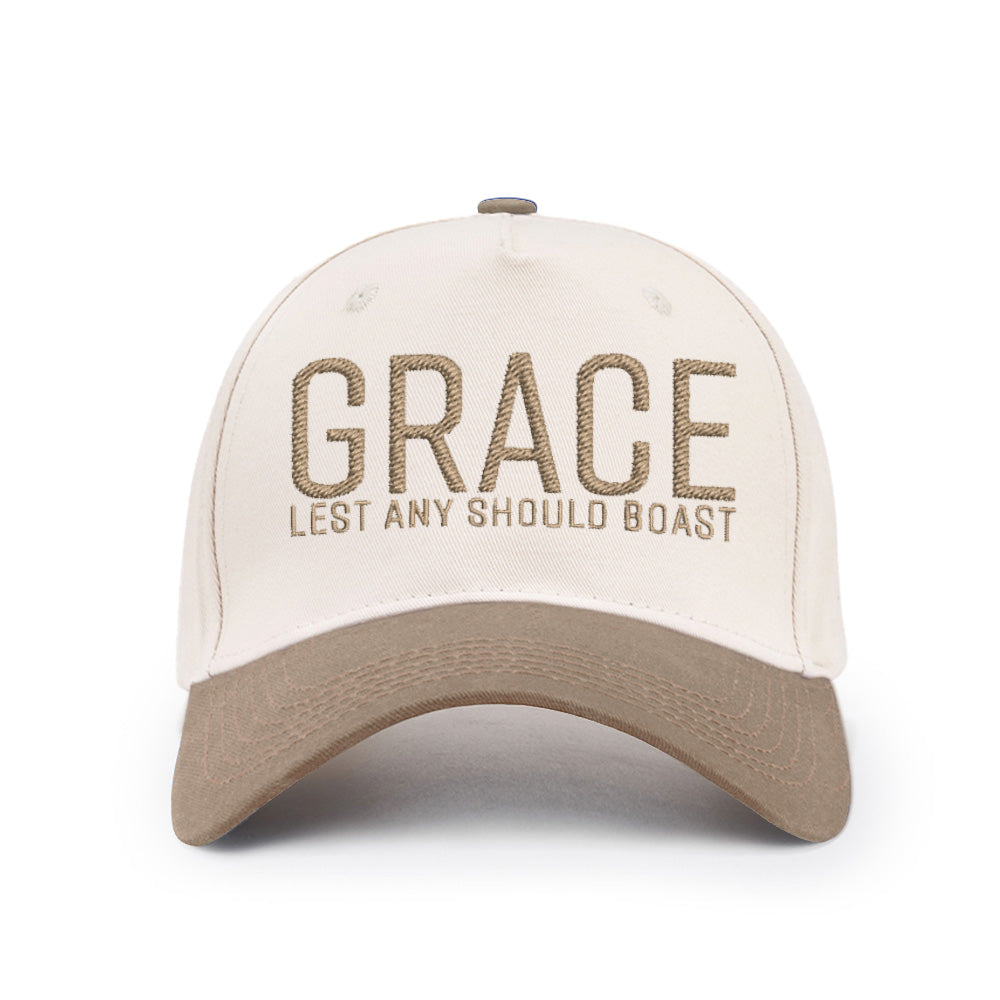 Grace Lest Any Should Boast Christian Trucker Hat