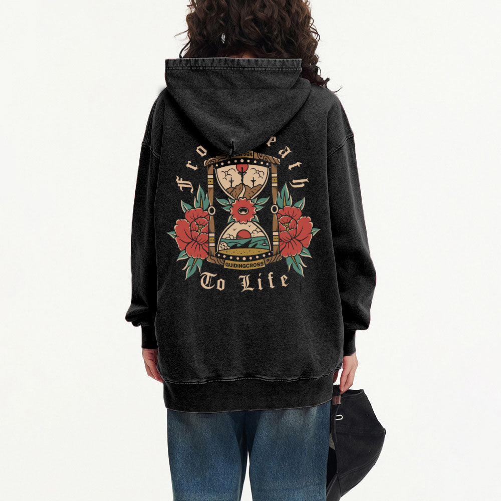 From Death To Life Christian Washed Hoodie