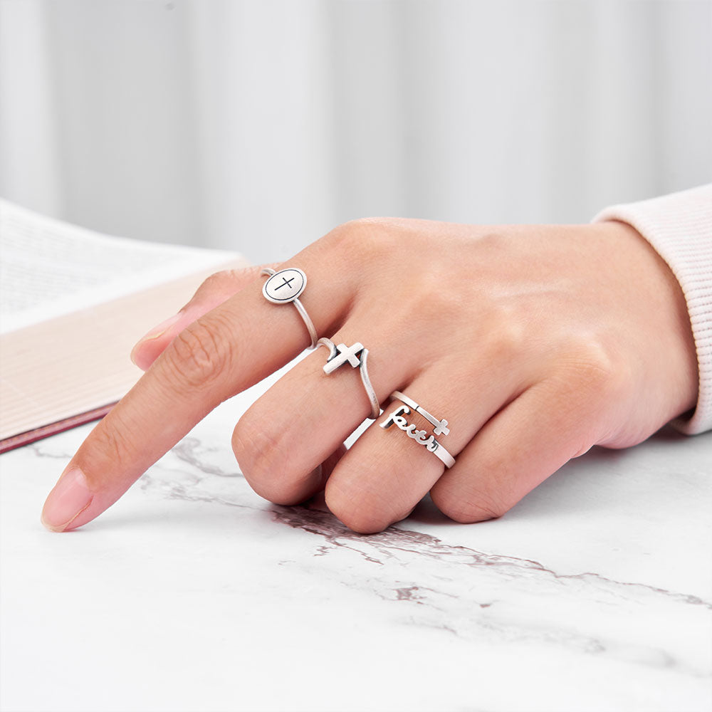 Faith Script Christian 925 Sterling Silver Ring