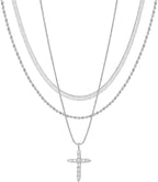 Poxtex Cross Necklace for Women Teen Girls, Dainty 14K Gold Silver Plated Cross Choker Jewelry Non Tarnish Waterproof Cute Simple Small Necklace Christian Baptism Religious Faith Jewelry Gifts