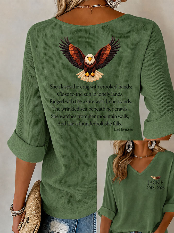 V-Neck Retro Forever Free Jackie Print T-Shirt