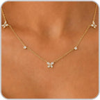 Dainty Silver Gold Necklaces for Women Cute Station Choker Simulated Diamond Necklace Simple Layering CZ Necklace Trendy Jewelry Gifts