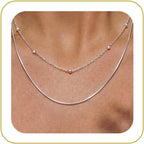 Tewiky Layered Necklaces for Women Non Tarnish- Chunky 14k Gold Plated Herringbone/Snake/Rope/Box/Cuban Link Chain for Women Waterproof Layering Stack Choker Necklace Trendy Dainty Tarnish Free Jewelry Set