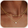 Layered Gold Necklaces for Women, 14K Plated Gold Sterling Silver Plated Dainty Pendant Necklace Set with Cubic Zirconia,Stackable Chain Choker,Trendy Personalized Jewelry Gift Non Tarnish