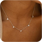 Dainty Silver Gold Necklaces for Women Cute Station Choker Simulated Diamond Necklace Simple Layering CZ Necklace Trendy Jewelry Gifts