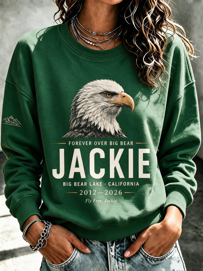 Women'S Forever Over Big Bear, Fly Free Jackie Printed Round Neck Sports Shirt